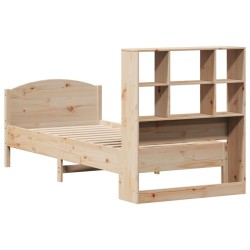 Lit bibliothèque sans matelas 90x200 cm bois de pin massif 