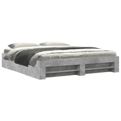 Cadre de lit sans matelas gris béton 200x200 cm bois ingénierie 