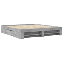 Cadre de lit sans matelas gris béton 200x200 cm bois ingénierie 