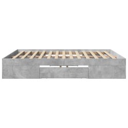 Cadre de lit sans matelas gris béton 200x200 cm bois ingénierie 