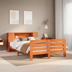 Cadre de lit sans matelas cire marron 150x200cm bois pin massif 