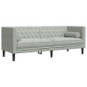 Canapé Chesterfield avec traversins 3 places gris clair velours 
