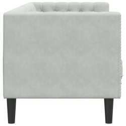 Canapé Chesterfield avec traversins 3 places gris clair velours 