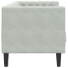 Canapé Chesterfield avec traversins 3 places gris clair velours 