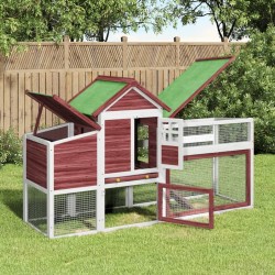 Poulailler moka 186,5x58,5x113 cm bois massif de pin 