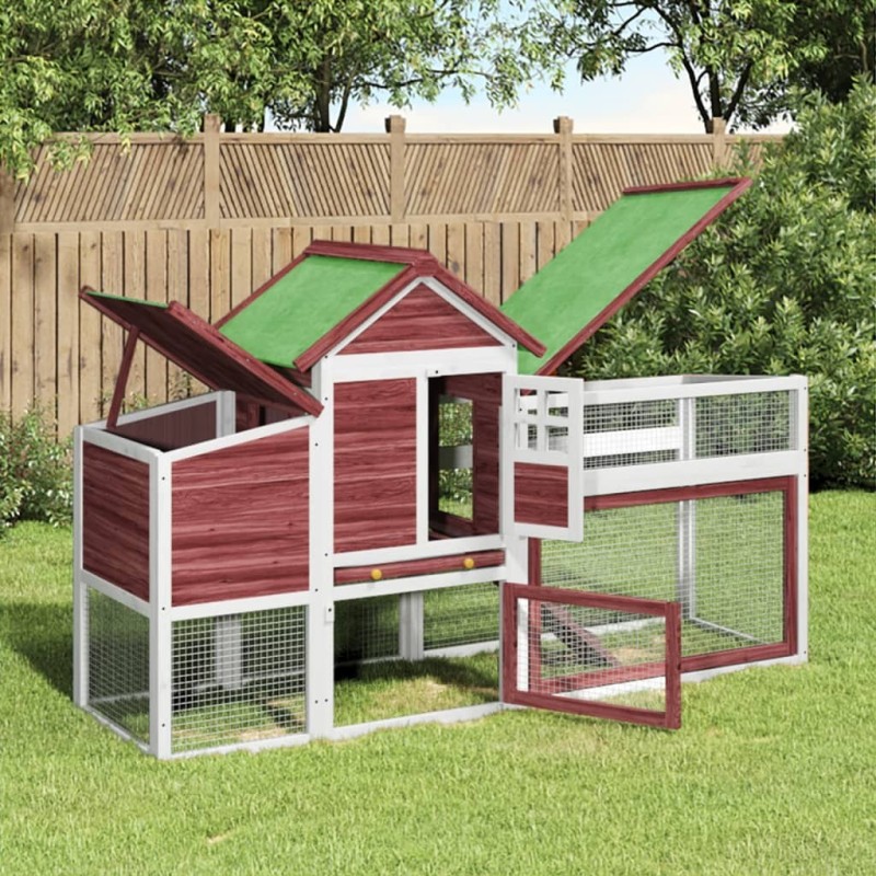 Poulailler moka 186,5x58,5x113 cm bois massif de pin 