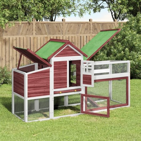 Poulailler moka 186,5x58,5x113 cm bois massif de pin 