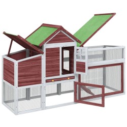 Poulailler moka 186,5x58,5x113 cm bois massif de pin 