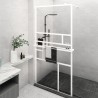 Paroi de douche et étagère Blanc 115x195 cm Verre ESG&Aluminium 