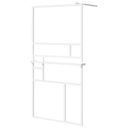 Paroi de douche et étagère Blanc 115x195 cm Verre ESG&Aluminium 