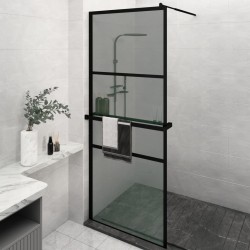 Paroi de douche avec étagère Noir 80x195 cm Verre ESG&Aluminium 
