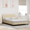 Cadre de lit avec LED sans matelas crème 140x190 cm tissu 