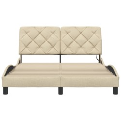 Cadre de lit avec LED sans matelas crème 140x190 cm tissu 