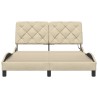 Cadre de lit avec LED sans matelas crème 140x190 cm tissu 