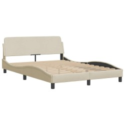 Cadre de lit avec LED sans matelas crème 140x190 cm tissu 