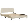 Cadre de lit avec LED sans matelas crème 140x190 cm tissu 