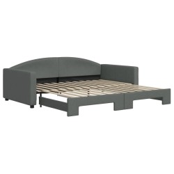 Lit de jour avec gigogne sans matelas gris foncé 100x200 cm 