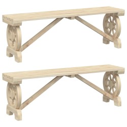 Bancs de jardin lot de 2 bois de sapin massif 