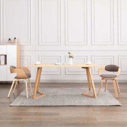Chaises à manger lot de 2 bois courbé et tissu taupe 