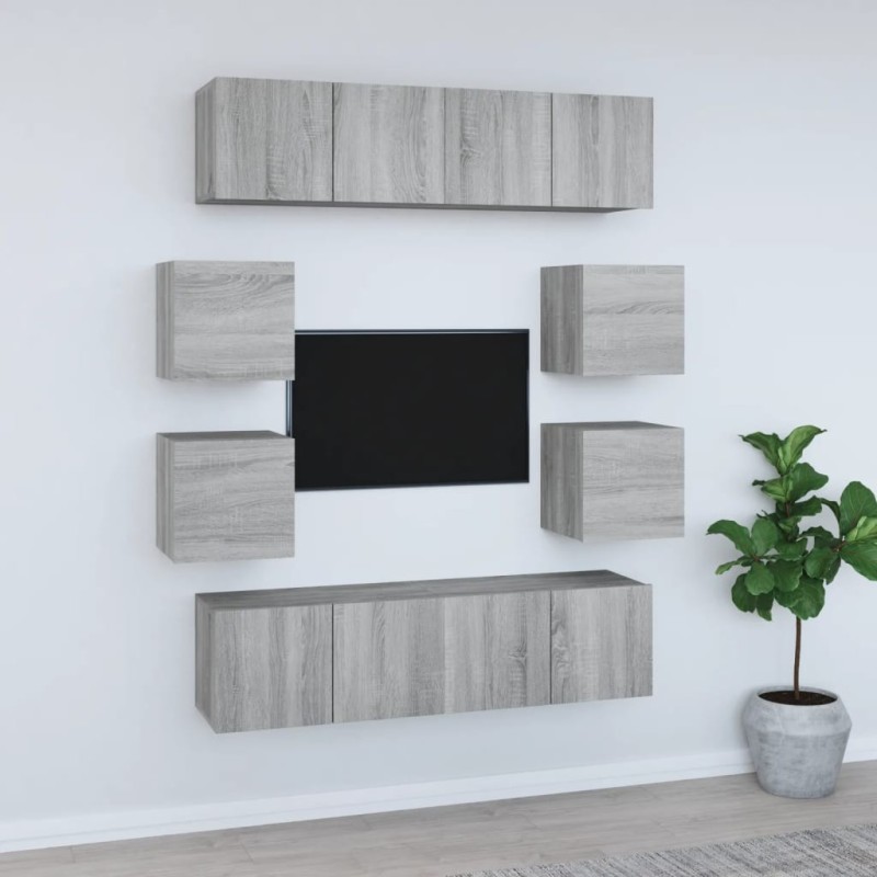 Ensemble de meubles TV 8 pcs Sonoma gris Bois d'ingénierie Ensemble de meubles TV 8 pcs Sonoma gris Bois d'ingénierie