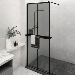 Paroi de douche avec étagère Noir 80x195 cm Verre ESG&Aluminium 