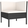 Salon de jardin 3 pcs avec coussins Résine tressée Noir 