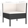 Salon de jardin 3 pcs avec coussins Résine tressée Noir 