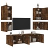 Unités murales TV 6 pcs chêne fumé bois d'ingénierie 