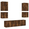 Unités murales TV 6 pcs chêne fumé bois d'ingénierie 