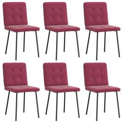 Chaises à manger lot de 6 rouge bordeaux velours 