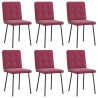 Chaises à manger lot de 6 rouge bordeaux velours 