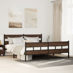 Cadre de lit en métal sans matelas chêne marron 200x200 cm 