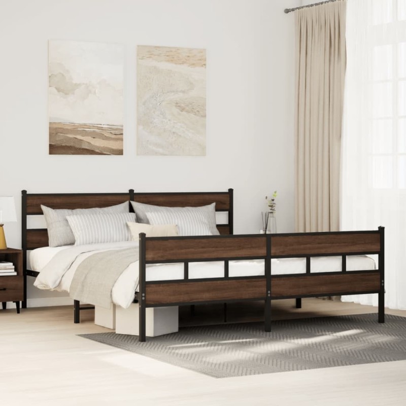 Cadre de lit en métal sans matelas chêne marron 200x200 cm 