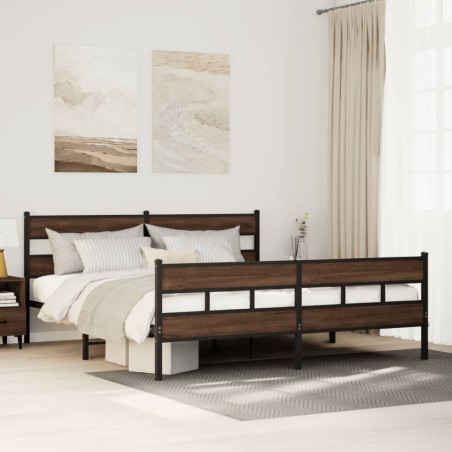 Cadre de lit en métal sans matelas chêne marron 200x200 cm 