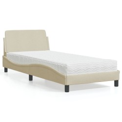 Lit avec matelas crème 80x200 cm tissu 