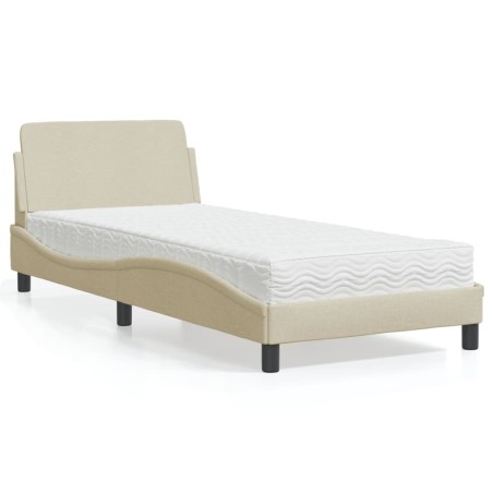 Lit avec matelas crème 80x200 cm tissu 