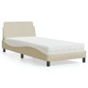 Lit avec matelas crème 80x200 cm tissu 