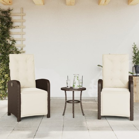 Chaises inclinables de jardin lot de 2 avec repose-pied rotin 