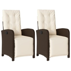 Chaises inclinables de jardin lot de 2 avec repose-pied rotin 