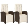 Chaises inclinables de jardin lot de 2 avec repose-pied rotin 