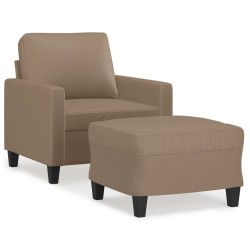 Fauteuil avec repose-pied Cappuccino 60 cm Similicuir 