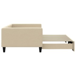 Lit de jour avec lit gigogne crème 100x200 cm tissu 