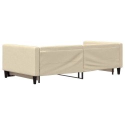 Lit de jour avec lit gigogne crème 100x200 cm tissu 