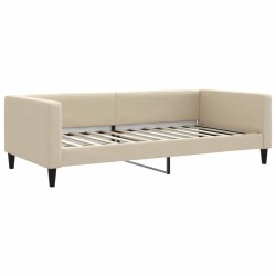 Lit de jour avec lit gigogne crème 100x200 cm tissu 