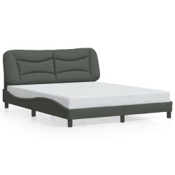 Cadre de lit sans matelas gris foncé 160x200 cm tissu 