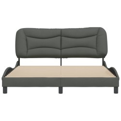 Cadre de lit sans matelas gris foncé 160x200 cm tissu 