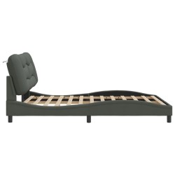 Cadre de lit sans matelas gris foncé 160x200 cm tissu 
