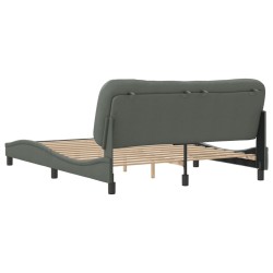Cadre de lit sans matelas gris foncé 160x200 cm tissu 
