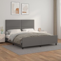 Cadre de lit sans matelas gris 160x200 cm similicuir 
