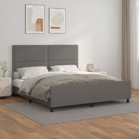 Cadre de lit sans matelas gris 160x200 cm similicuir 